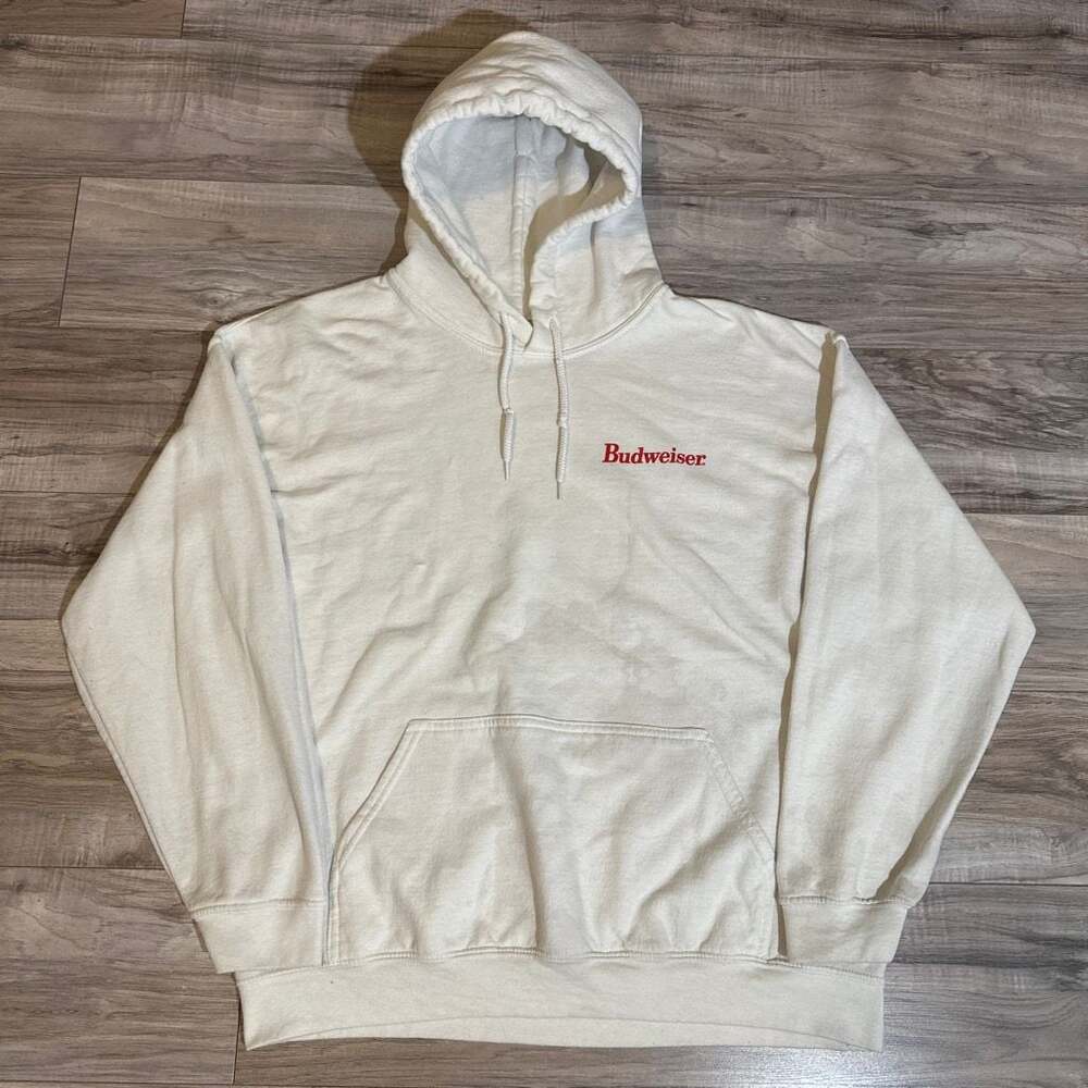 Brew City Budweiser White Pullover Hoodie with Six-Pack Graphic